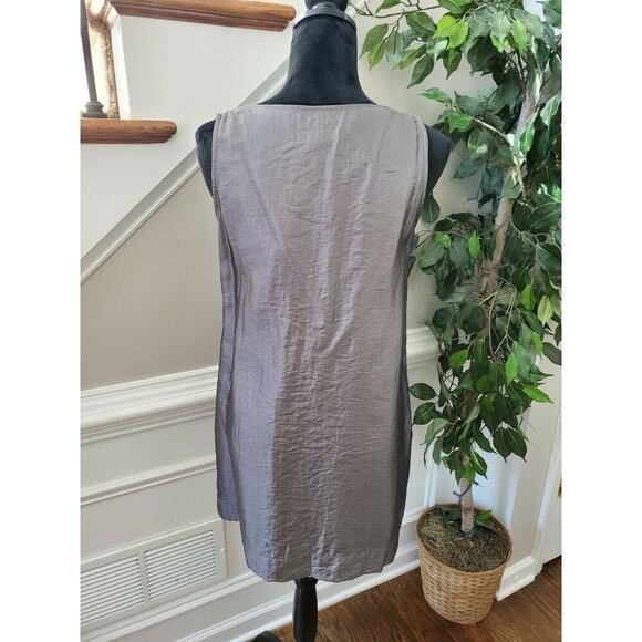 Forever Women's Solid Gray Polyester Sleeveless Scoop Neck Knee Length Dress L - Picture 9 of 11